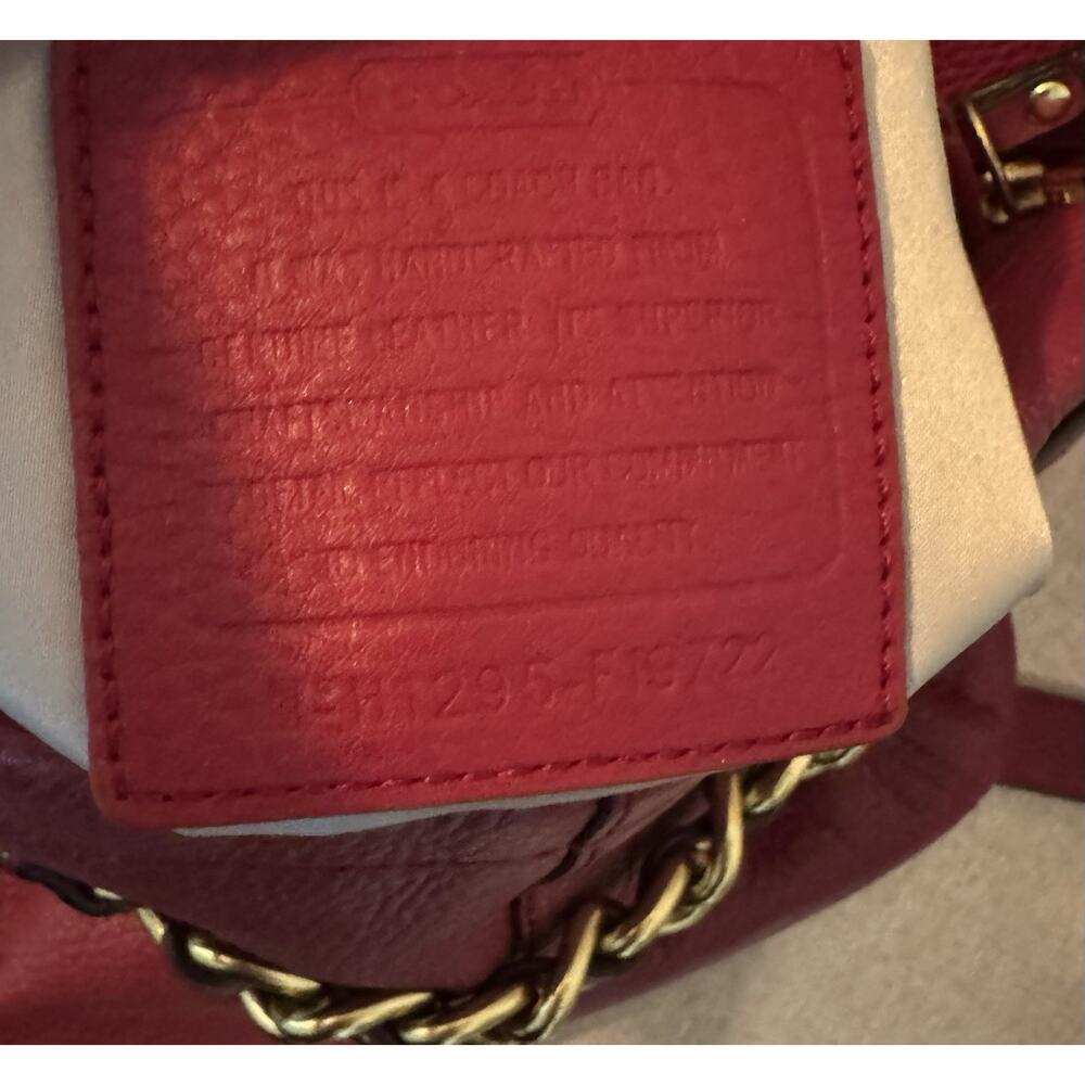 Coach Burgundy Pebbled Leather Chain Duffle Crossbody Shoulder Bag - Picture 12 of 12